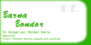 barna bondor business card